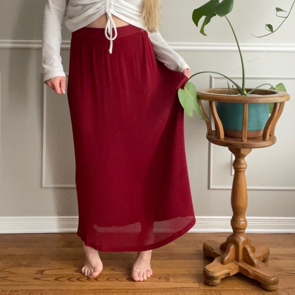 Dresses & Skirts - Red Pleated Maxi Skirt